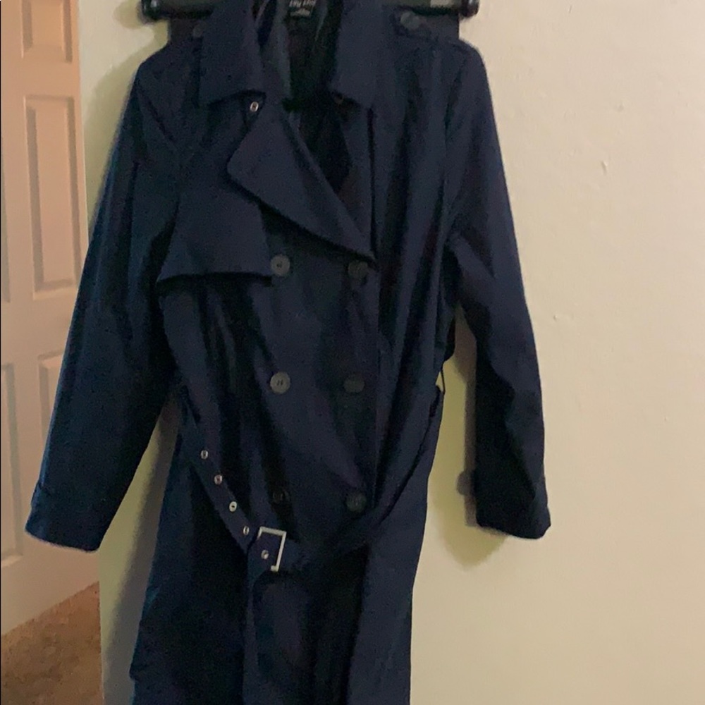 Navy blue trench coat